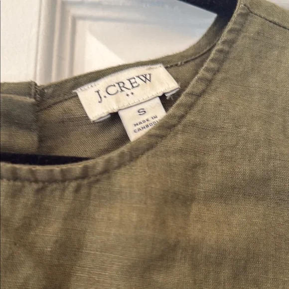 J. Crew Olive Green Sleeveless Boxy Linen Tank Top. - Picture 2 of 5